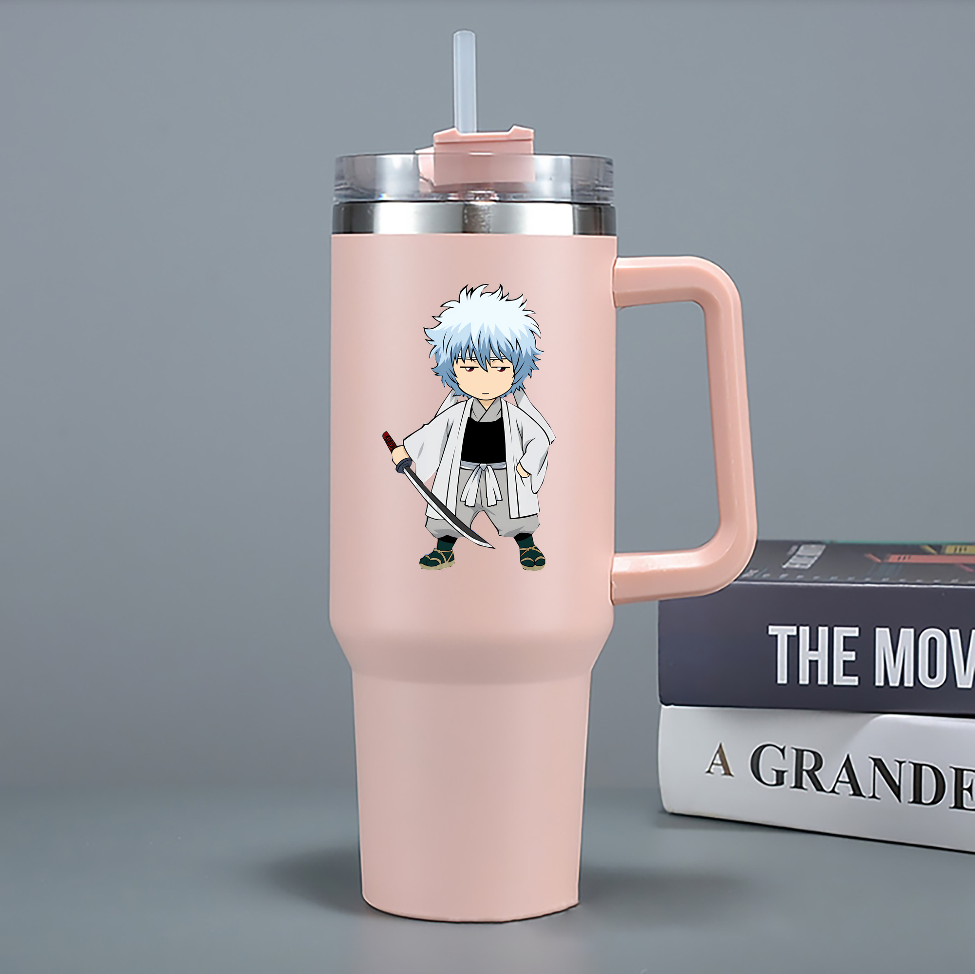 （画像用） ぎんたま 坂田銀時（さかたぎんとき） 神楽 志村新八（しむら しんぱち） GINTAMA Sakata Gintoki Kagura Shimura Shinpachi 1200mL車用タンブラー - クリスタルステッカー（プラスチックストロー付き）
